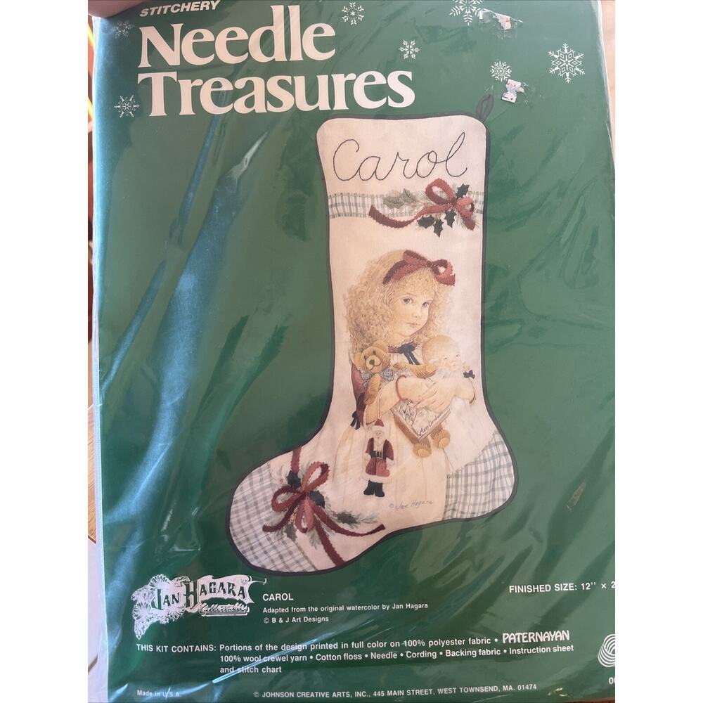 VTG Victorian Girl Christmas Stocking Sewing Needle Kit Treasures 12" Craft